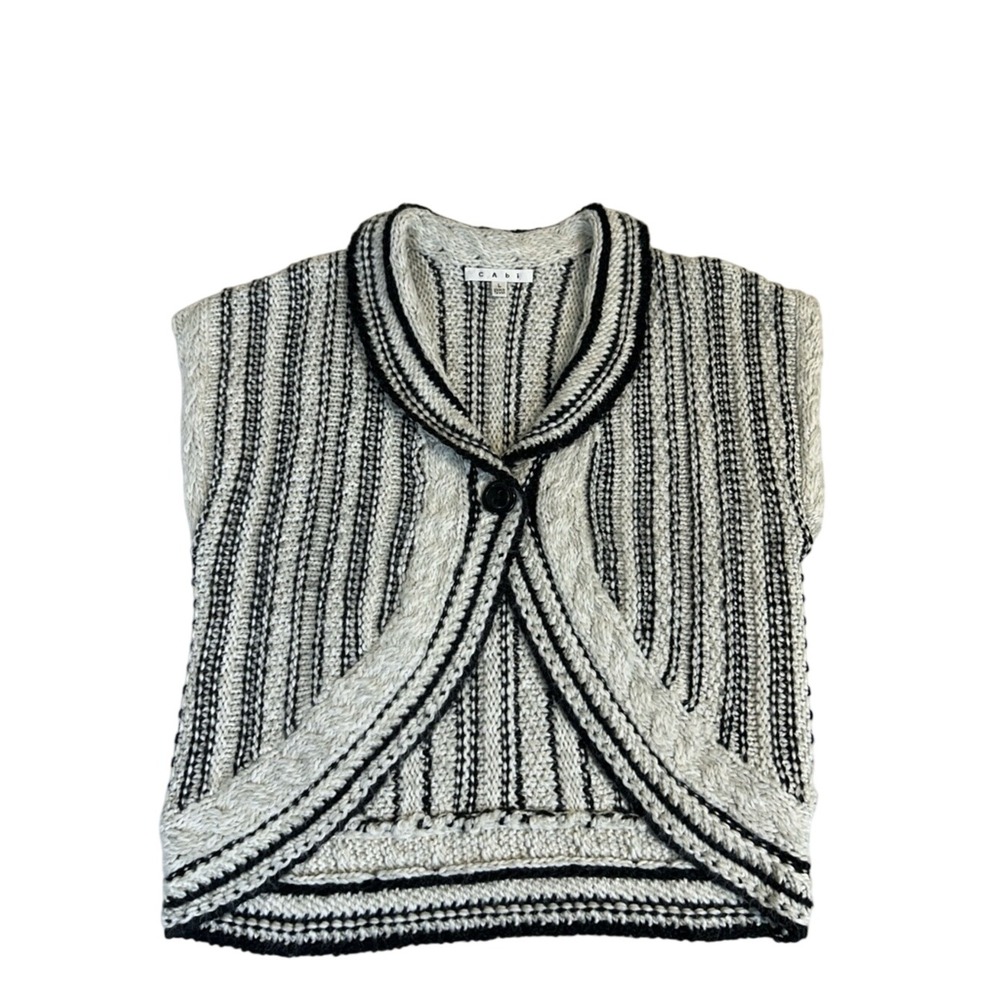 Cabi Capulet Shrug Striped Sweater Vest Shawl Collar Wool Blend Size‎ Large